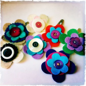 felt flower hairclips